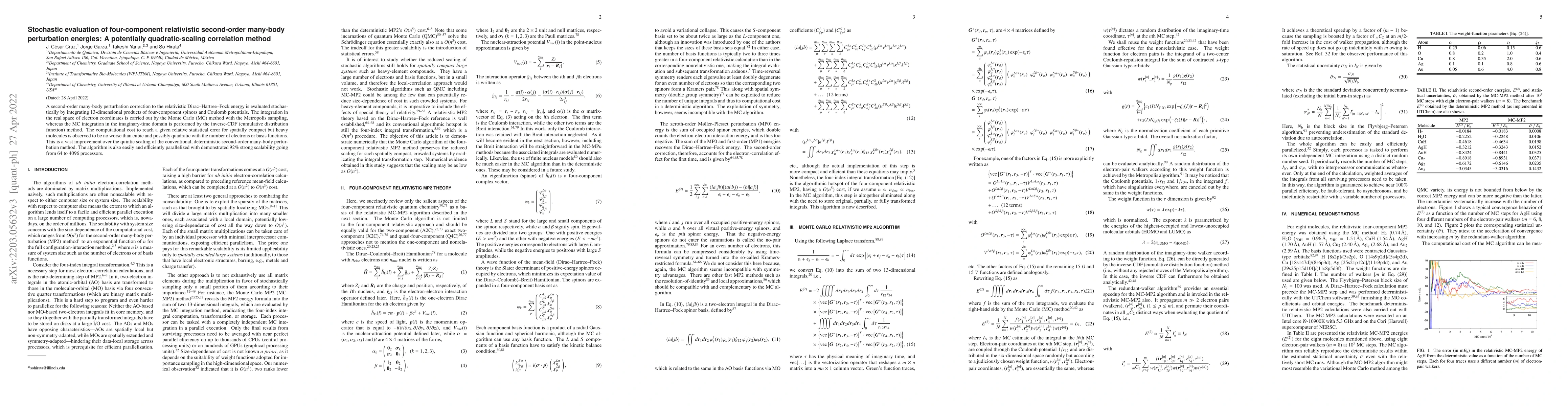 Thumbnail for Stochastic evaluation of four-component relativistic second-order
  many-body perturbation energies: A potentially quadratic-scaling correlation
  method