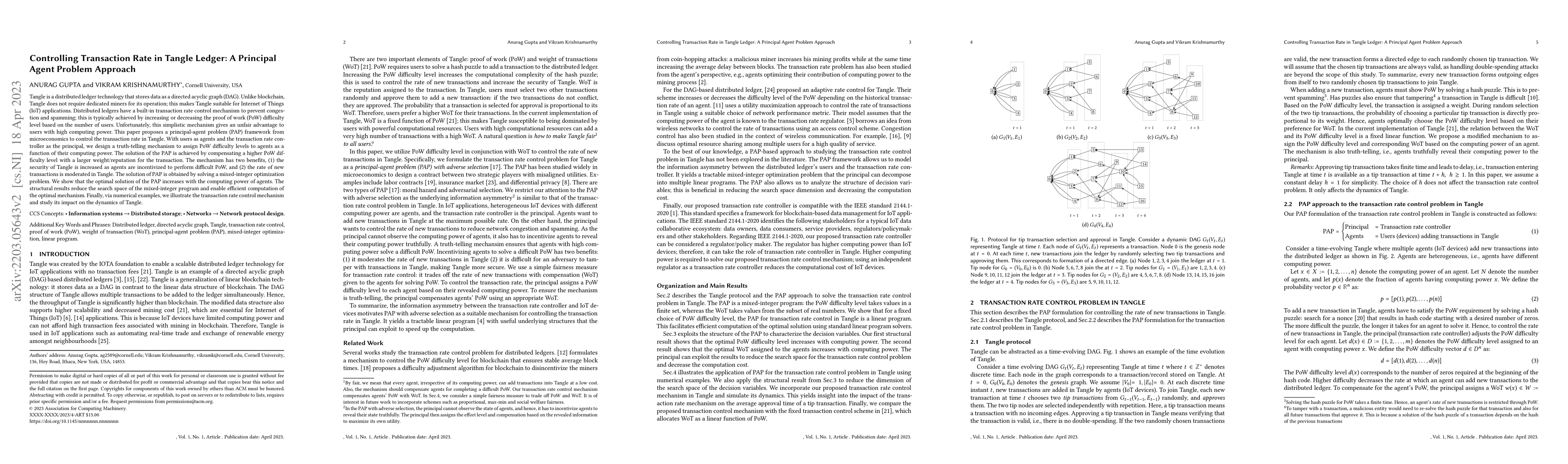 Thumbnail for Controlling Transaction Rate in Tangle Ledger: A Principal Agent Problem
  Approach