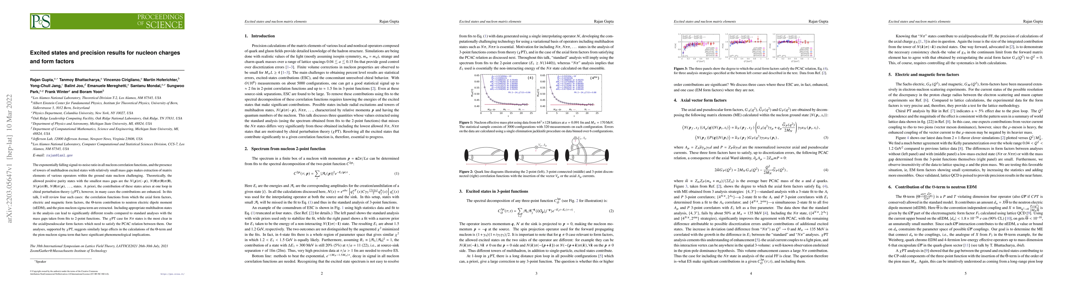 Thumbnail for Excited states and precision results for nucleon charges and form
  factors
