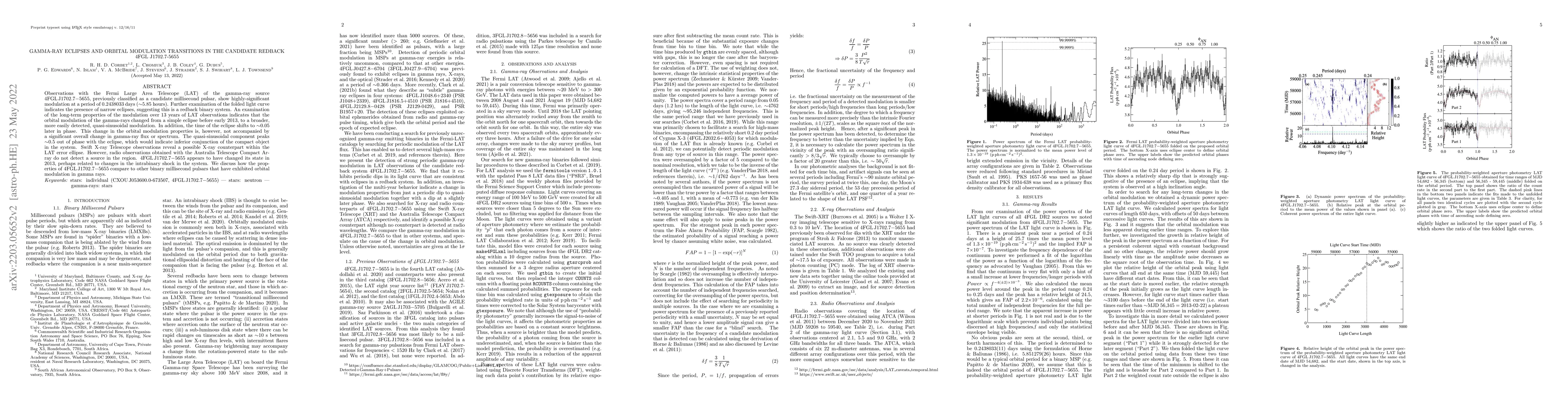 Thumbnail for Gamma-ray Eclipses and Orbital Modulation Transitions in the Candidate
  Redback 4FGL J1702.7-5655