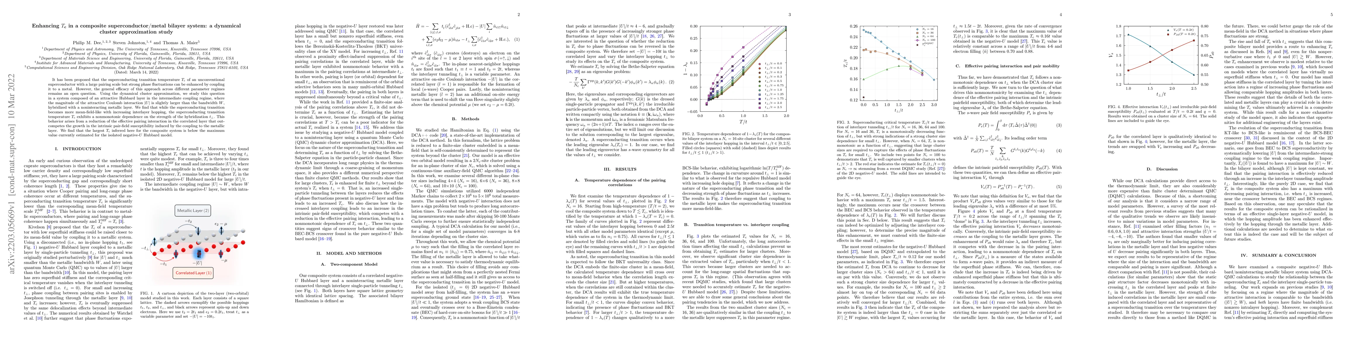 Thumbnail for Enhancing $T_{\mathrm{c}}$ in a composite superconductor/metal bilayer
  system: a dynamical cluster approximation study