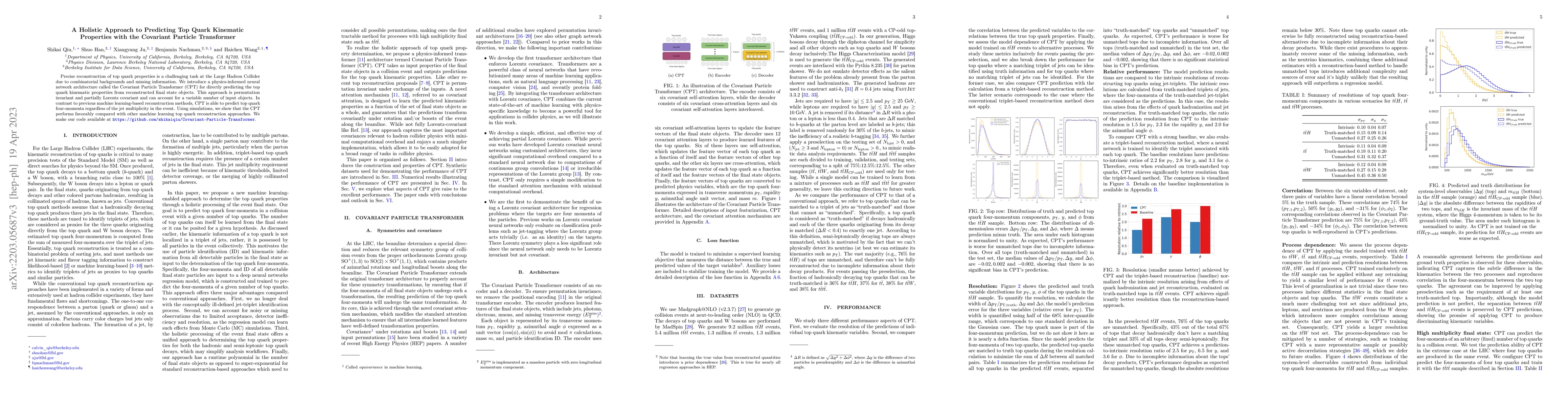 Thumbnail for A Holistic Approach to Predicting Top Quark Kinematic Properties with
  the Covariant Particle Transformer