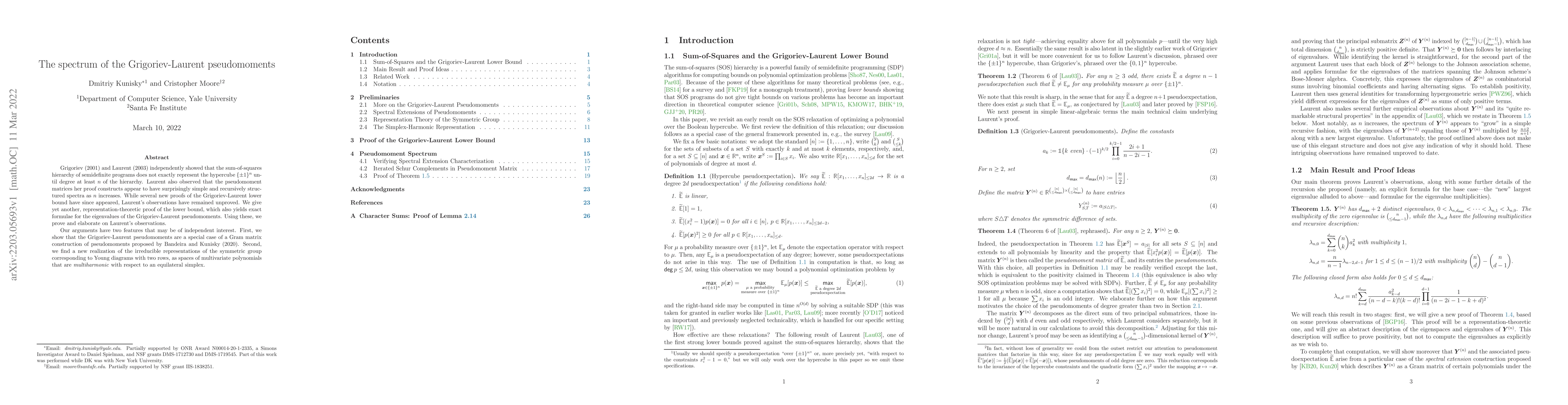 Thumbnail for The spectrum of the Grigoriev-Laurent pseudomoments