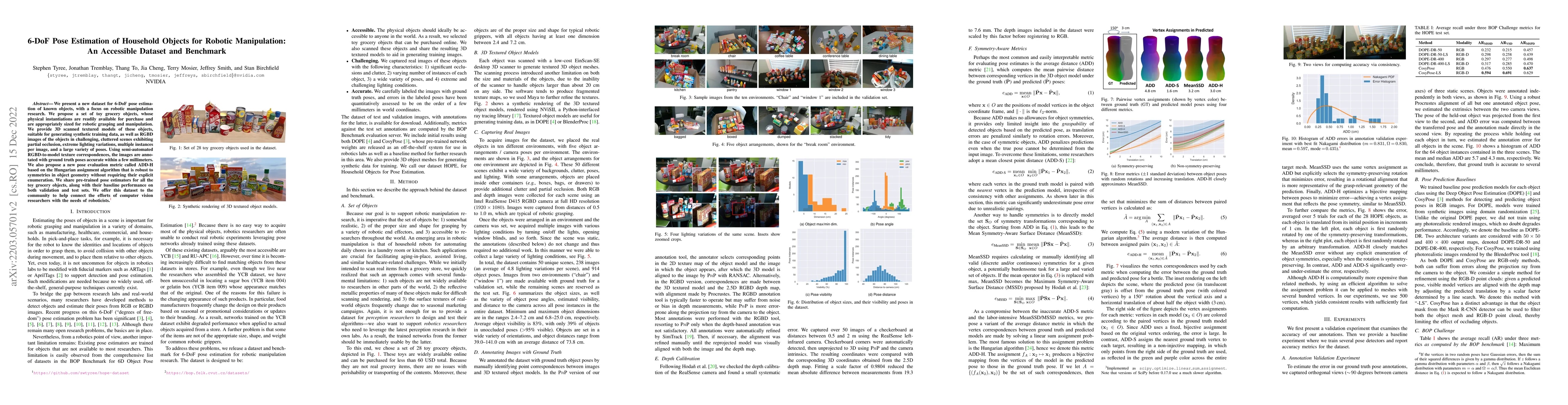 Thumbnail for 6-DoF Pose Estimation of Household Objects for Robotic Manipulation: An
  Accessible Dataset and Benchmark