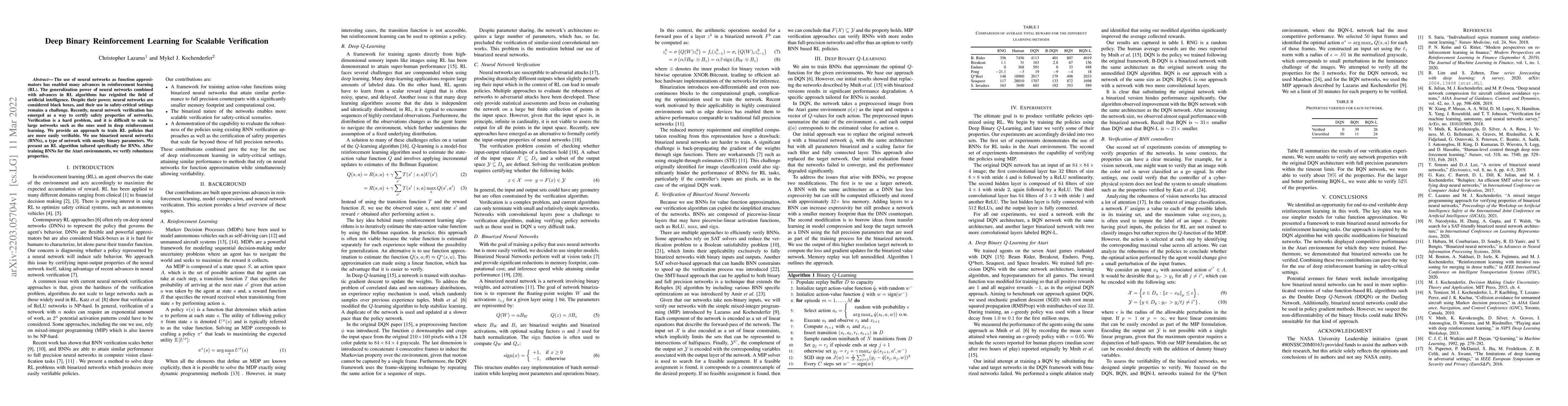 Thumbnail for Deep Binary Reinforcement Learning for Scalable Verification