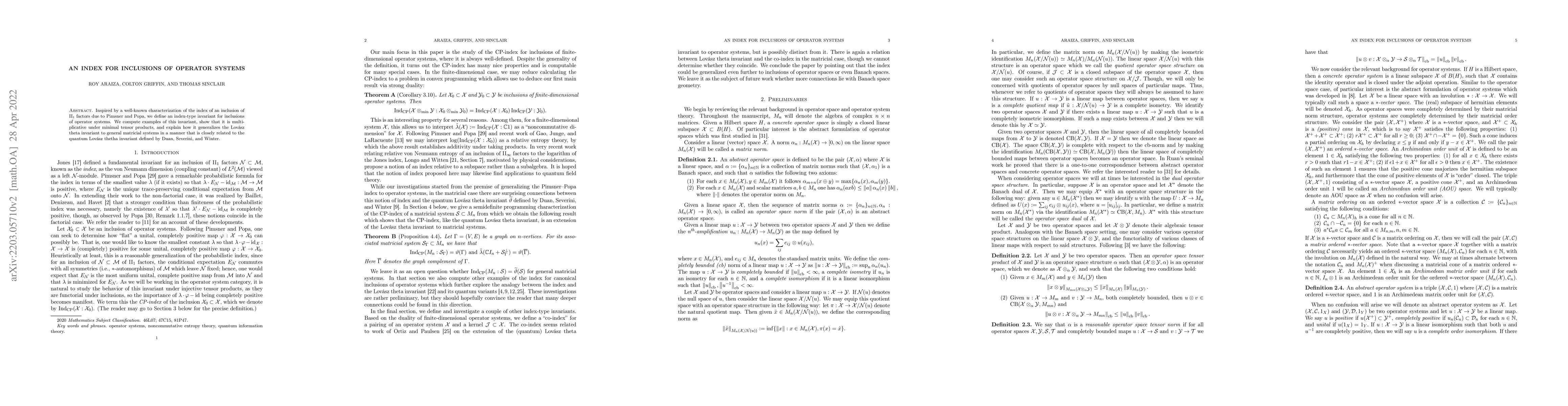 Thumbnail for An Index for Inclusions of Operator Systems