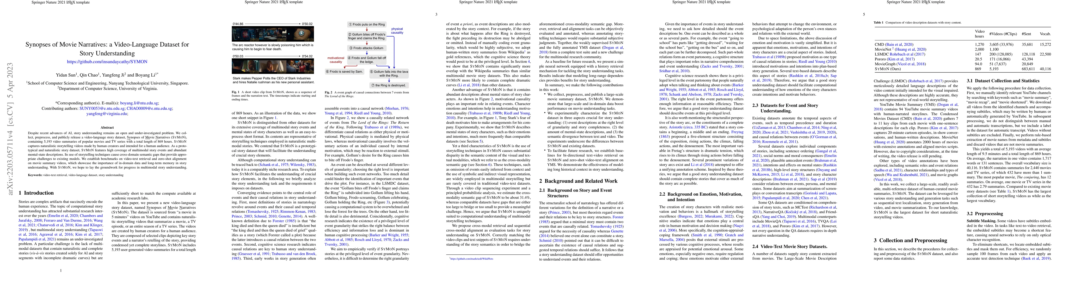 Thumbnail for Synopses of Movie Narratives: a Video-Language Dataset for Story
  Understanding