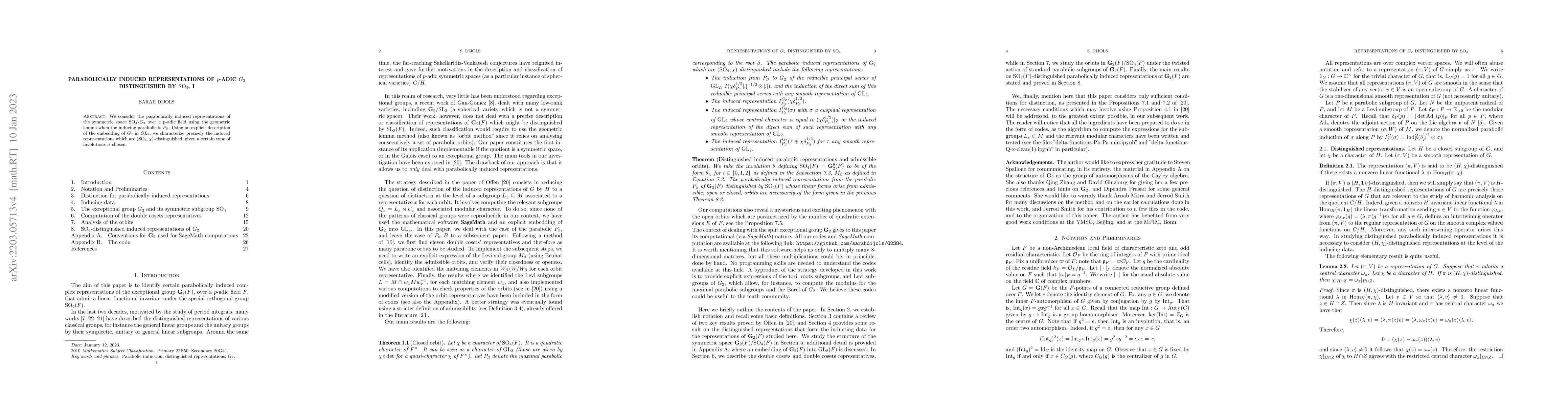 Thumbnail for Parabolically induced representations of p-adic $G_2$ distinguished by
  $SO_4$, I