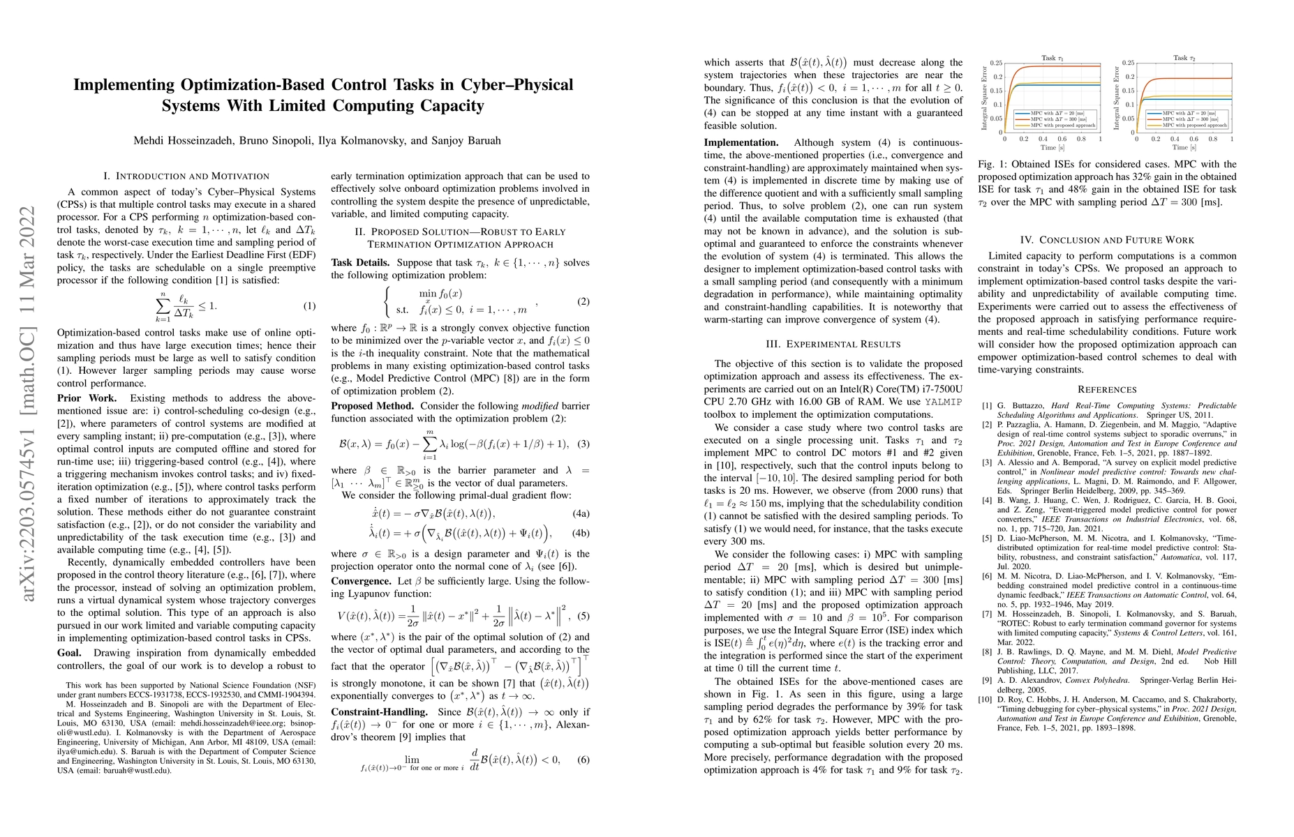 Thumbnail for Implementing Optimization-Based Control Tasks in Cyber-Physical Systems
  With Limited Computing Capacity