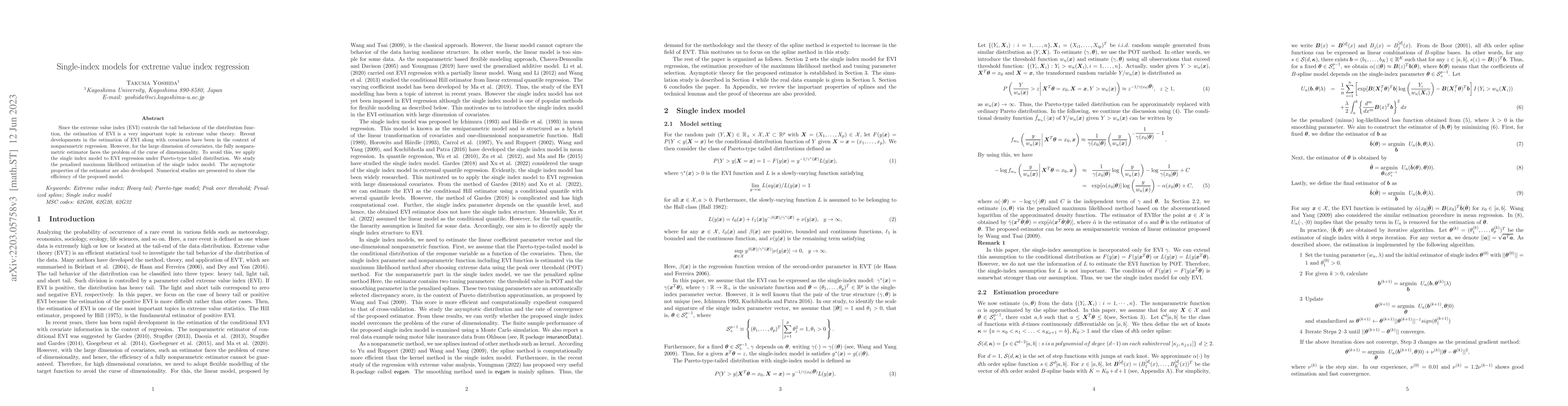 Thumbnail for Single-index models for extreme value index regression