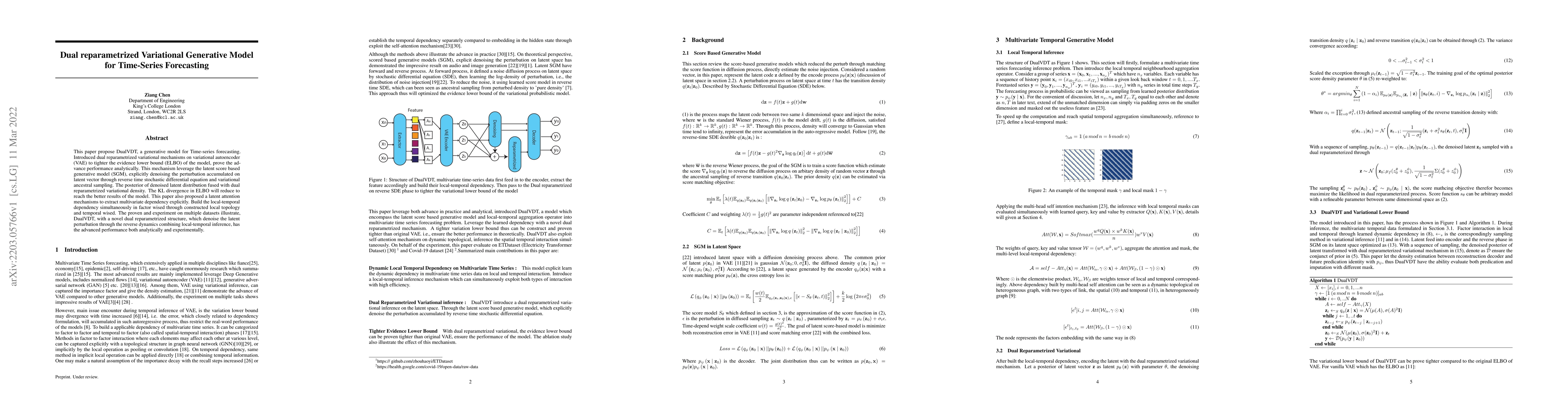 Thumbnail for Dual reparametrized Variational Generative Model for Time-Series
  Forecasting