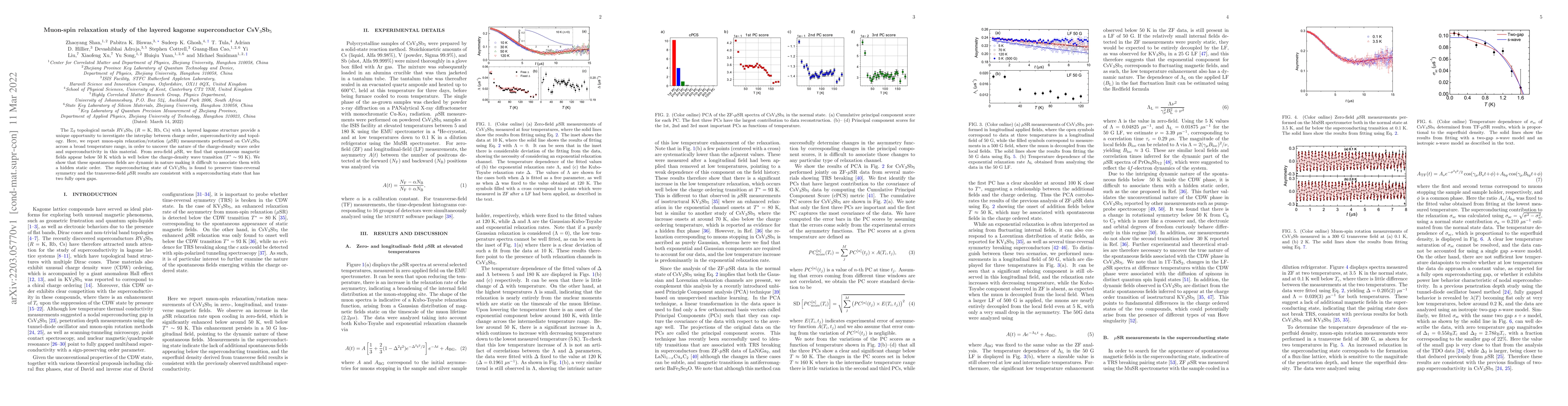Thumbnail for Muon-spin relaxation study of the layered kagome superconductor
  CsV$_3$Sb$_5$