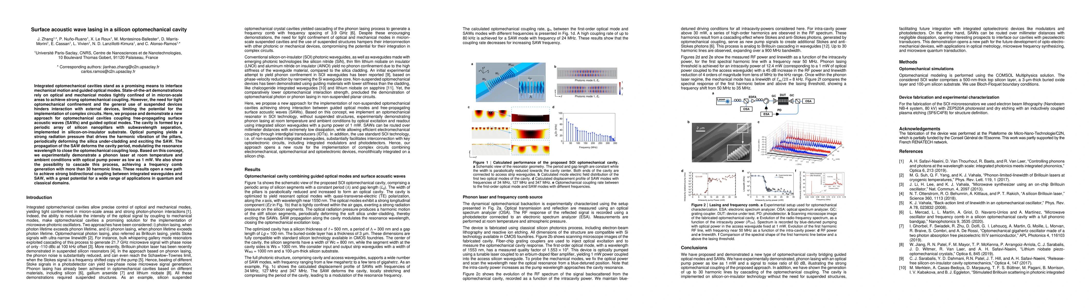 Thumbnail for Surface acoustic wave lasing in a silicon optomechanical cavity