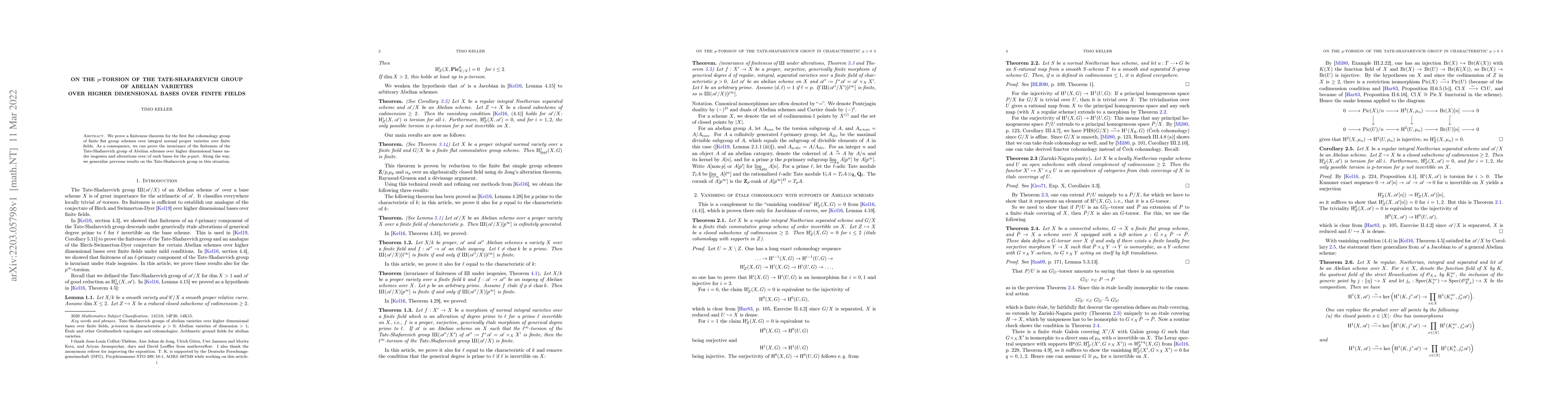 Thumbnail for On the $p$-torsion of the Tate-Shafarevich group of abelian varieties
  over higher dimensional bases over finite fields