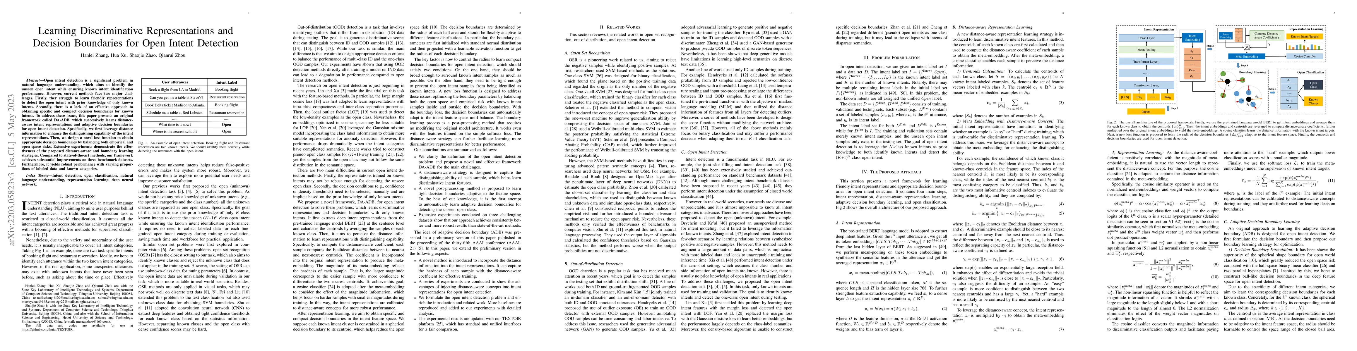Thumbnail for Learning Discriminative Representations and Decision Boundaries for Open
  Intent Detection