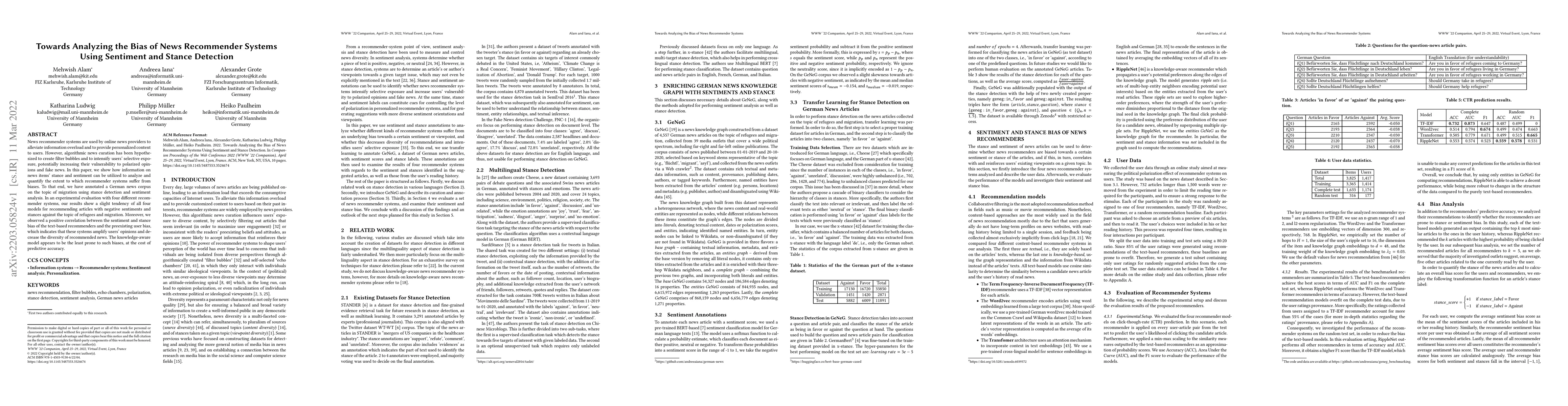 Thumbnail for Towards Analyzing the Bias of News Recommender Systems Using Sentiment
  and Stance Detection
