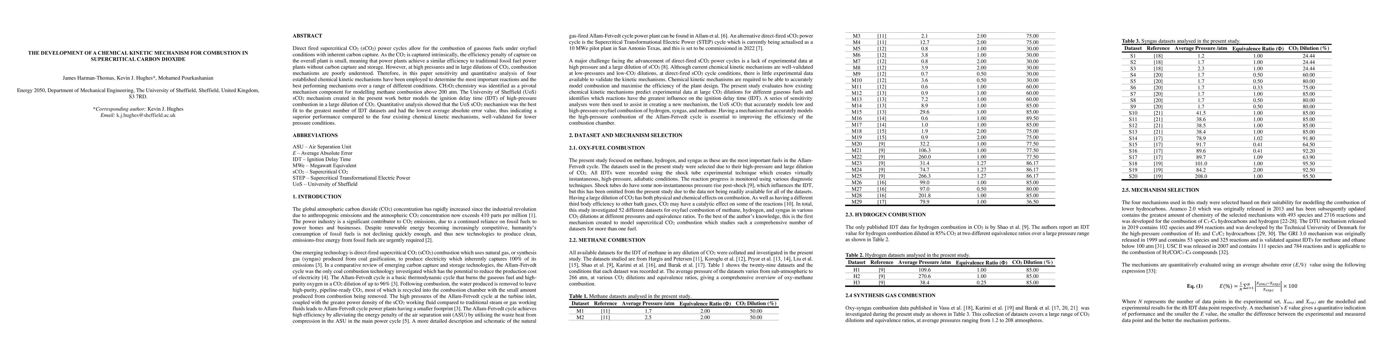 Thumbnail for The Development of a Chemical Kinetic Mechanism for Combustion in
  Supercritical Carbon Dioxide