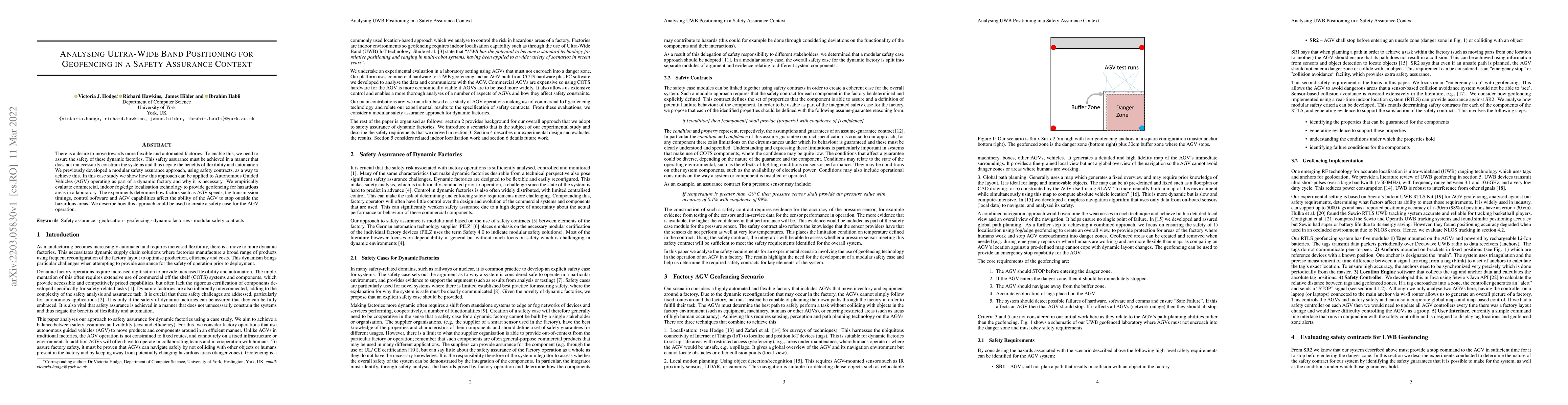 Thumbnail for Analysing Ultra-Wide Band Positioning for Geofencing in a Safety
  Assurance Context