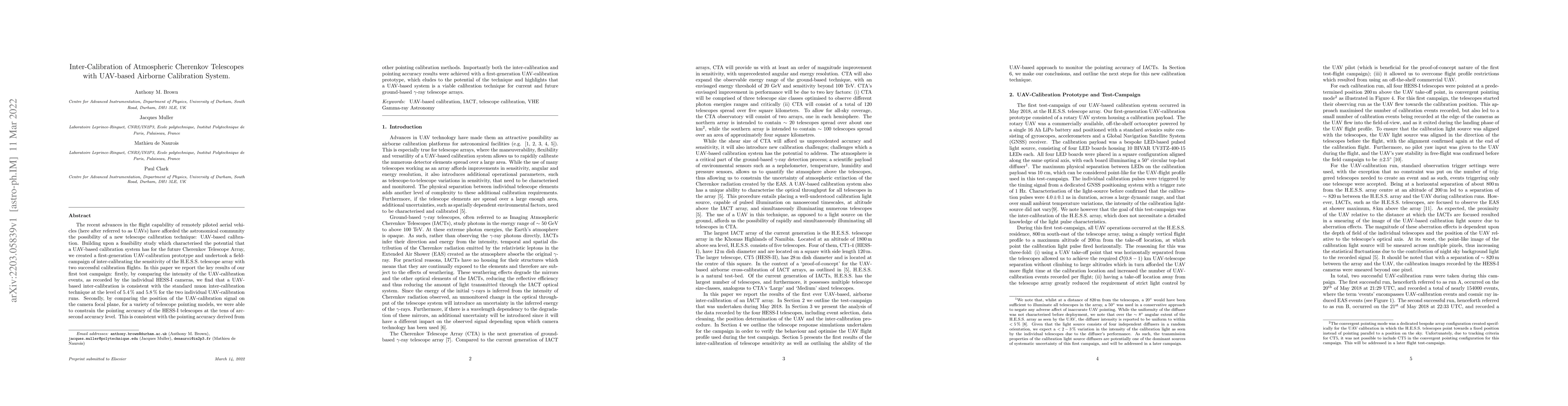 Thumbnail for Inter-Calibration of Atmospheric Cherenkov Telescopes with UAV-based
  Airborne Calibration System