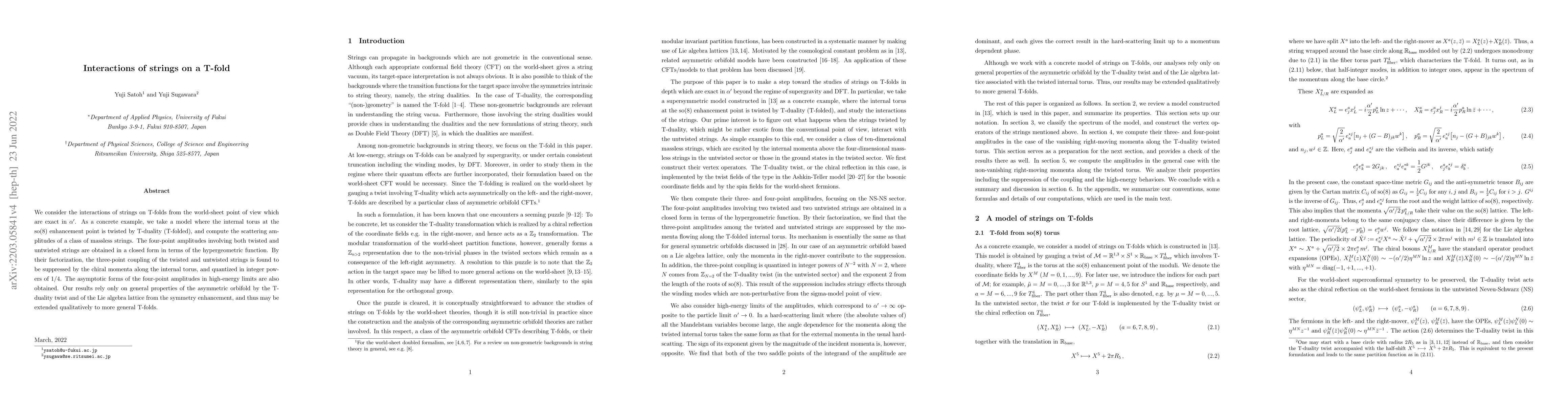 Thumbnail for Interactions of strings on a T-fold