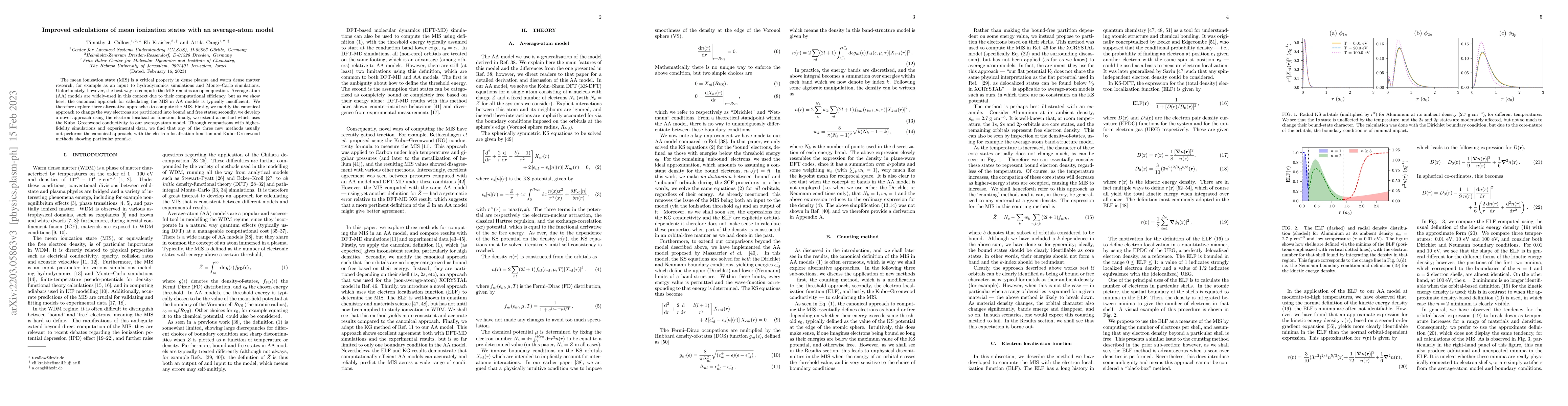 Thumbnail for Improved calculations of mean ionization states with an average-atom
  model