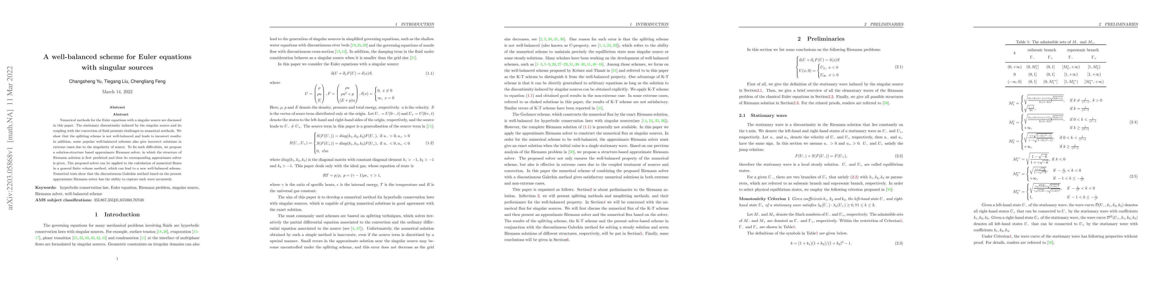 Thumbnail for A well-balanced scheme for Euler equations with singular sources