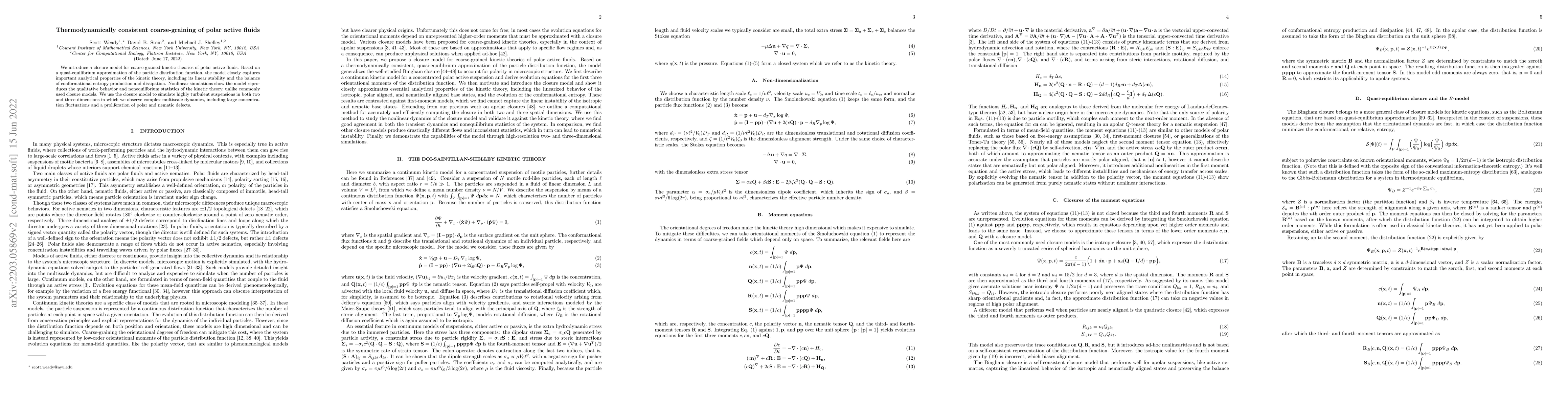 Thumbnail for Thermodynamically consistent coarse-graining of polar active fluids