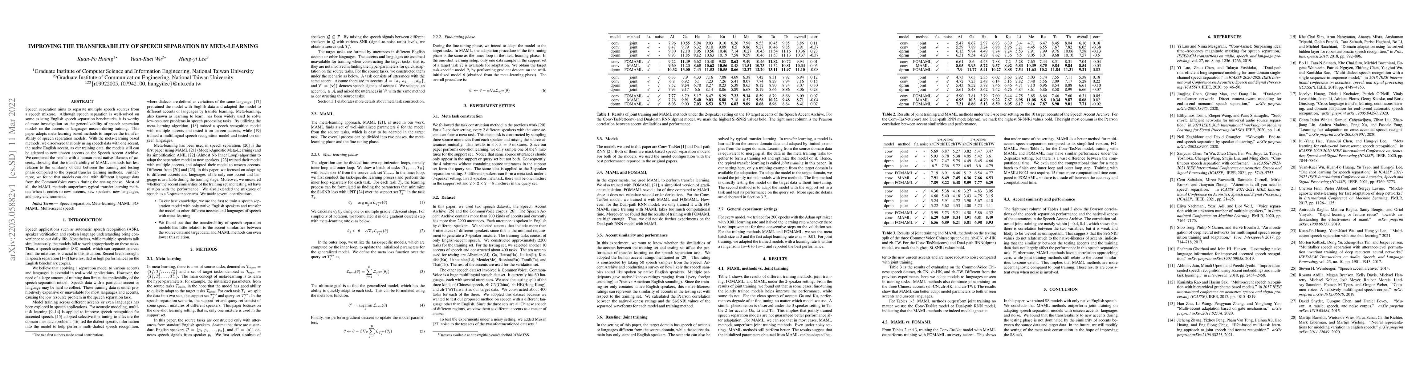 Thumbnail for Improving the transferability of speech separation by meta-learning