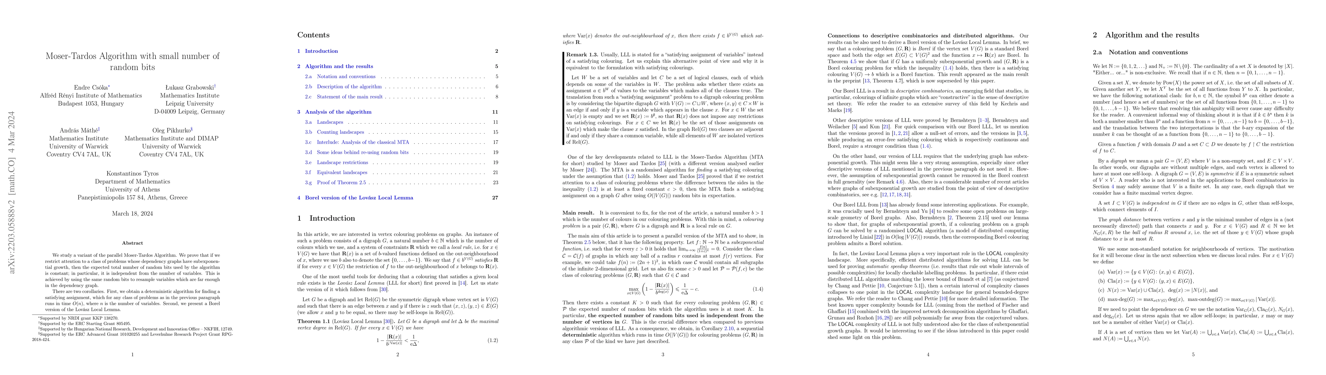 Thumbnail for Moser-Tardos Algorithm with small number of random bits