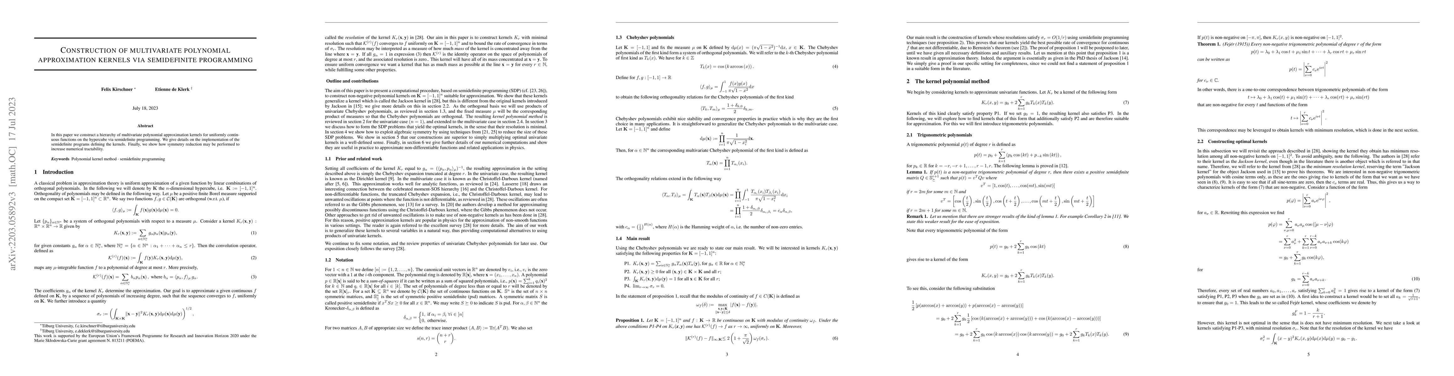 Thumbnail for Construction of multivariate polynomial approximation kernels via
  semidefinite programming