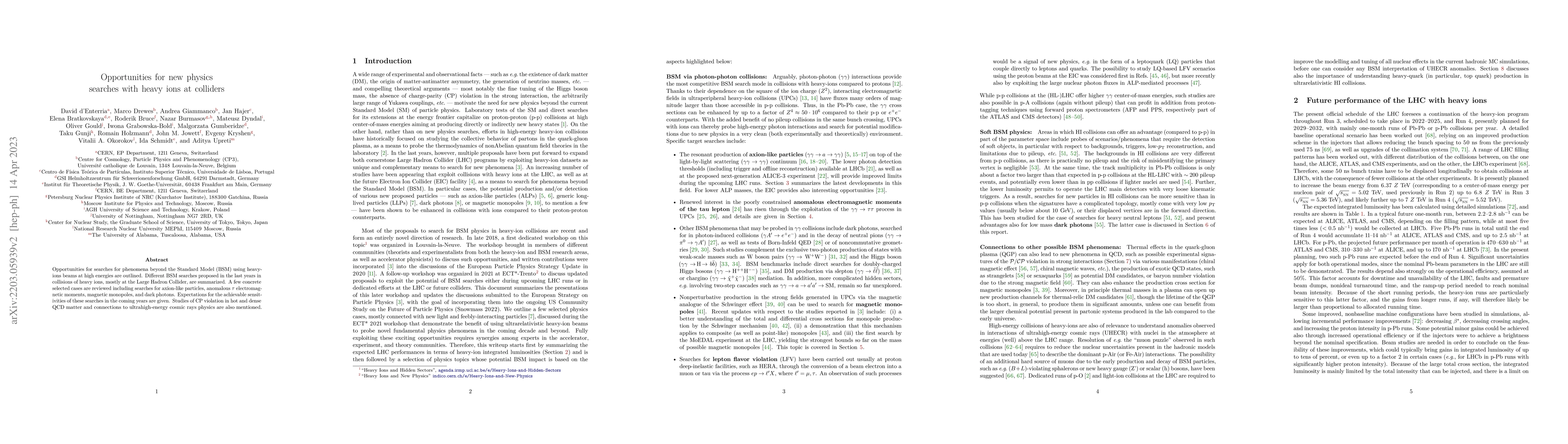 Thumbnail for Opportunities for new physics searches with heavy ions at colliders