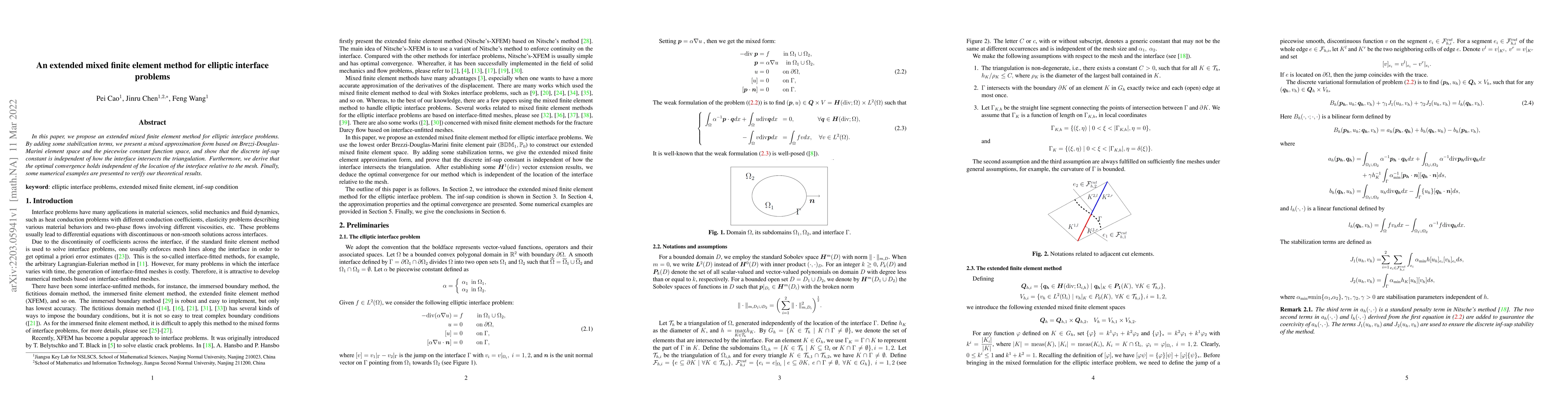 Thumbnail for An extended mixed finite element method for elliptic interface problems