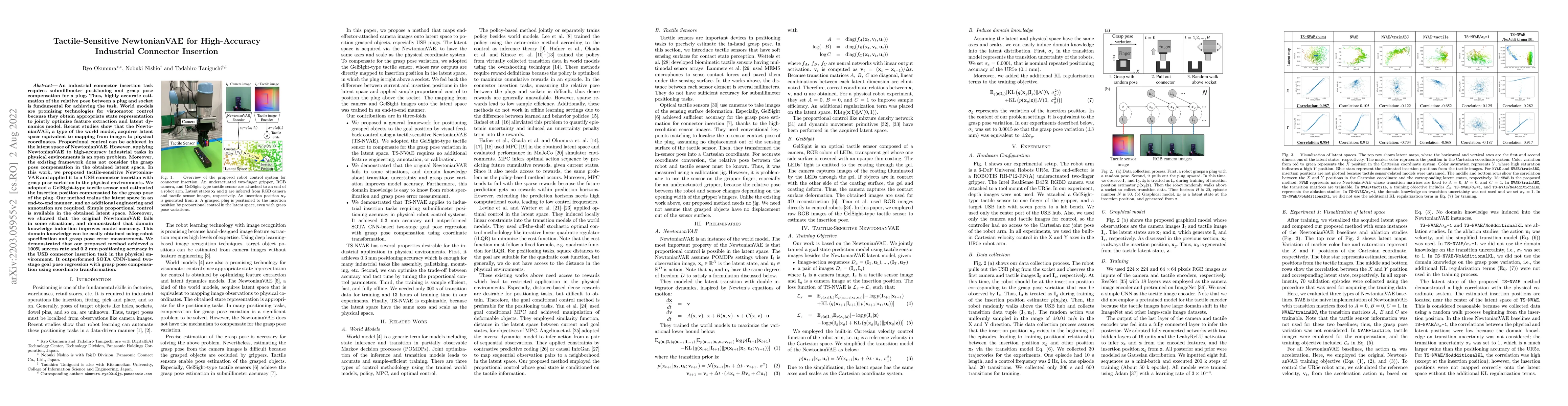 Thumbnail for Tactile-Sensitive NewtonianVAE for High-Accuracy Industrial Connector
  Insertion