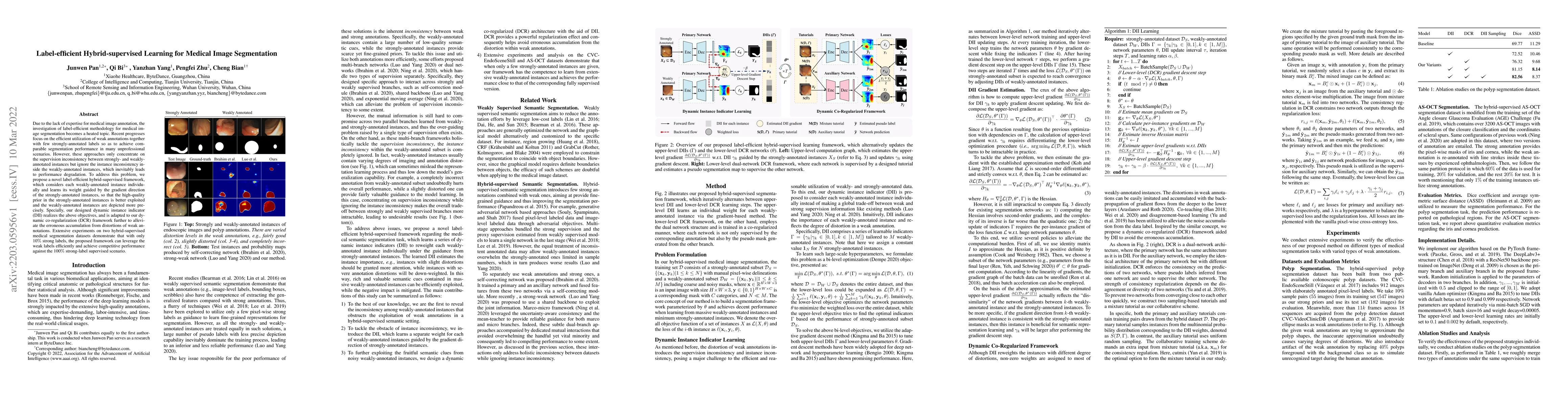 Thumbnail for Label-efficient Hybrid-supervised Learning for Medical Image
  Segmentation