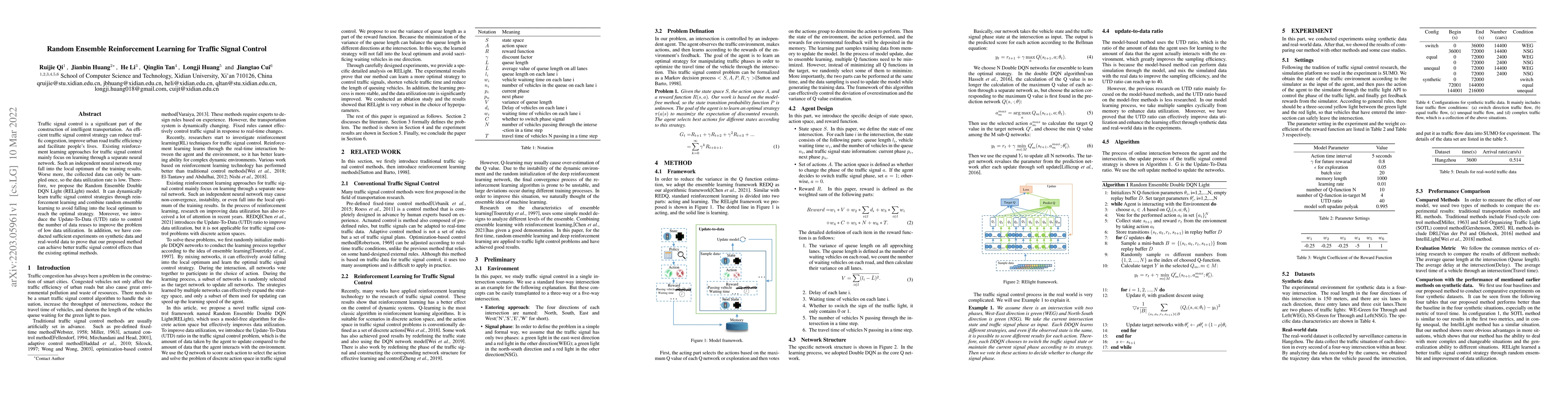 Thumbnail for Random Ensemble Reinforcement Learning for Traffic Signal Control