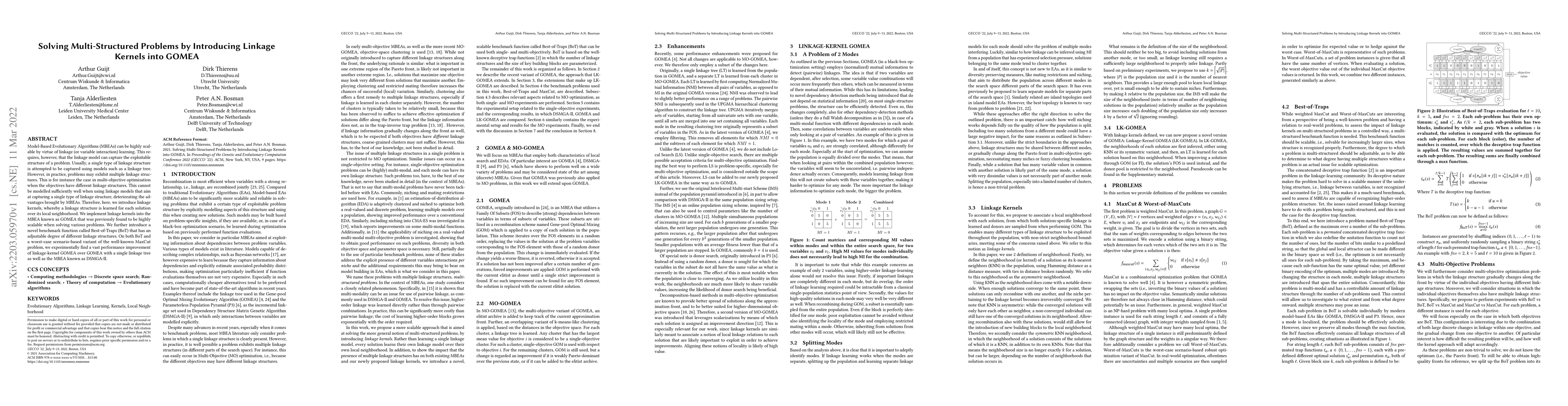 Thumbnail for Solving Multi-Structured Problems by Introducing Linkage Kernels into
  GOMEA