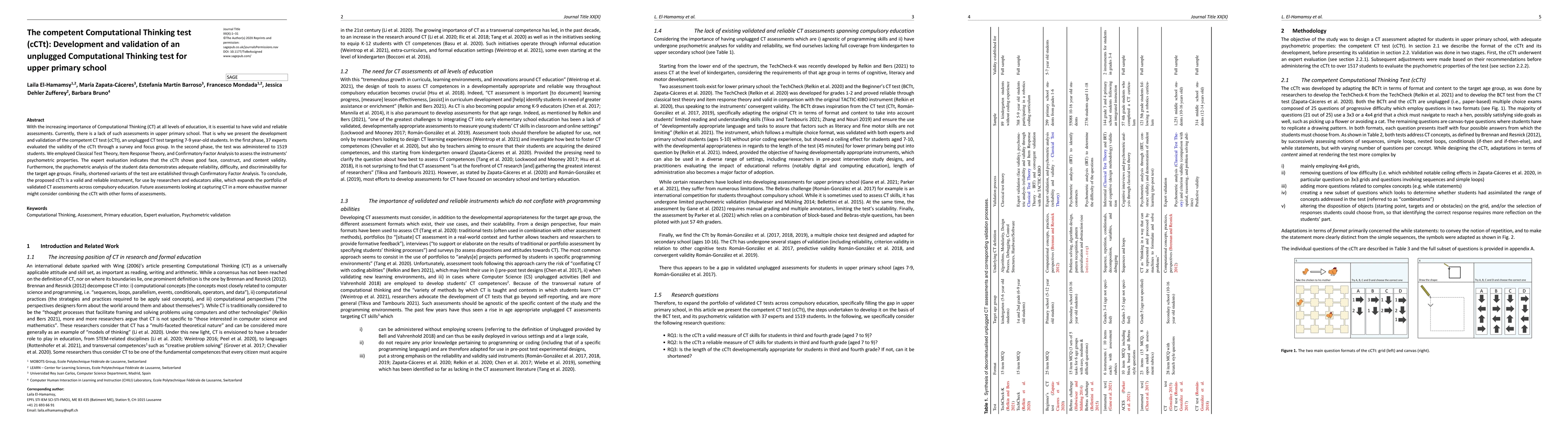 Thumbnail for The competent Computational Thinking test (cCTt): Development and
  validation of an unplugged Computational Thinking test for upper primary
  school