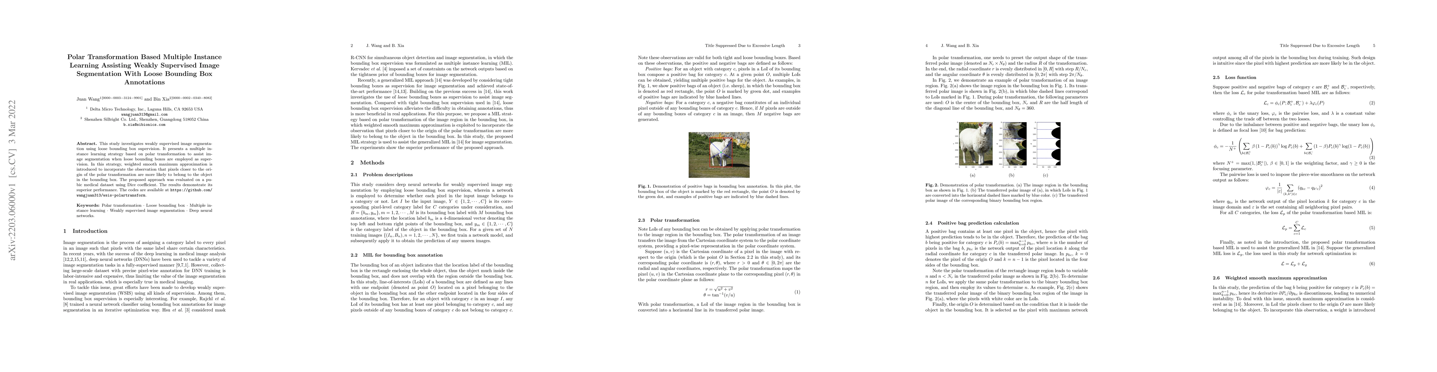 Thumbnail for Polar Transformation Based Multiple Instance Learning Assisting Weakly
  Supervised Image Segmentation With Loose Bounding Box Annotations