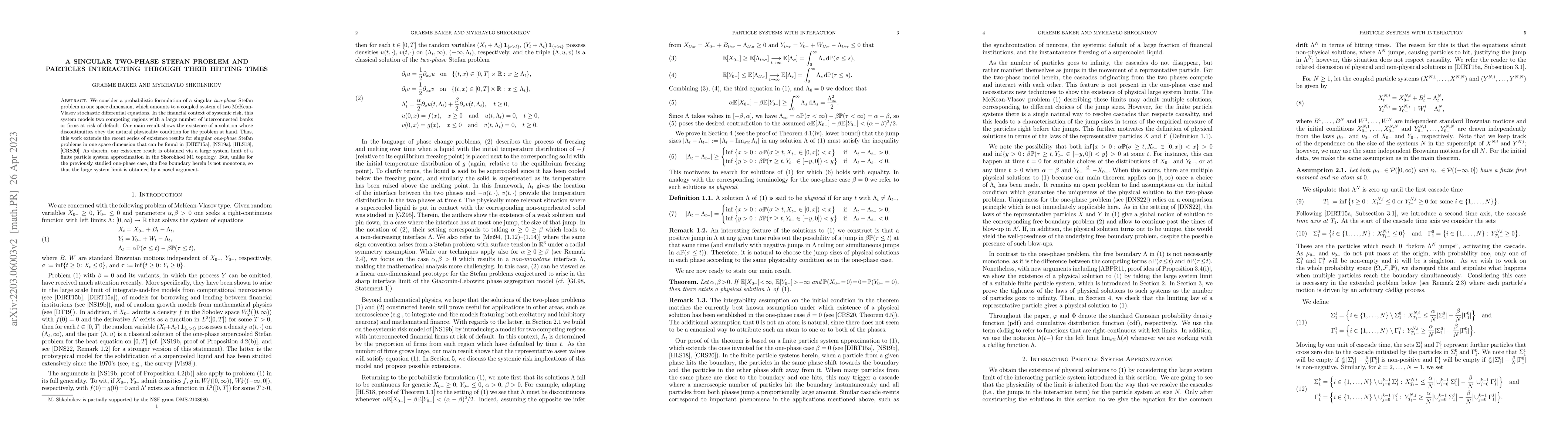 Thumbnail for A singular two-phase Stefan problem and particles interacting through
  their hitting times