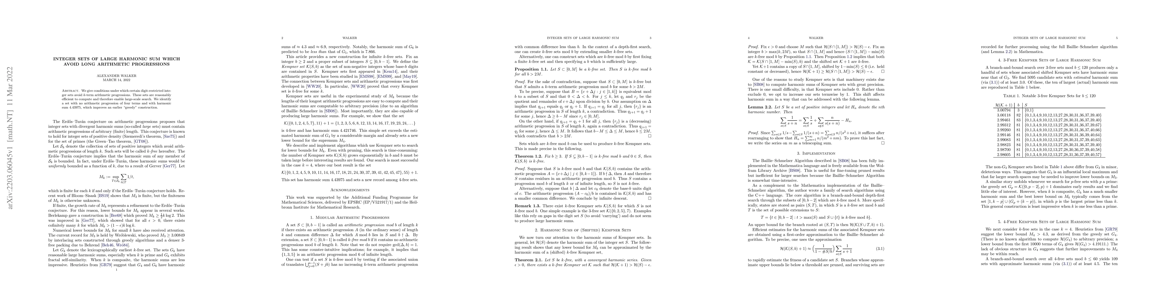Thumbnail for Integer Sets of Large Harmonic Sum Which Avoid Long Arithmetic
  Progressions