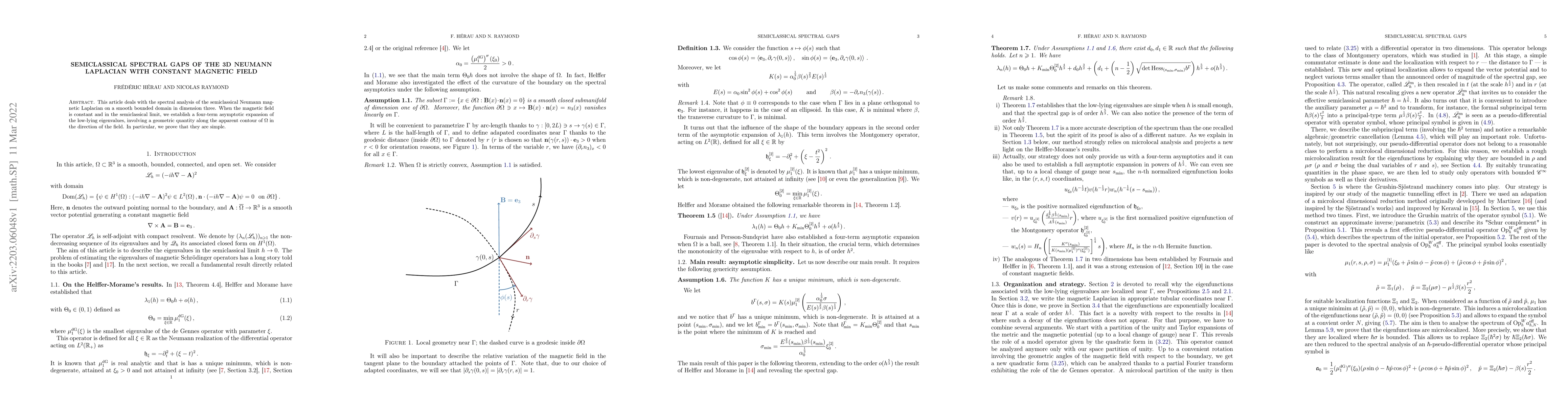 Thumbnail for Semiclassical spectral gaps of the 3D Neumann Laplacian with constant
  magnetic field