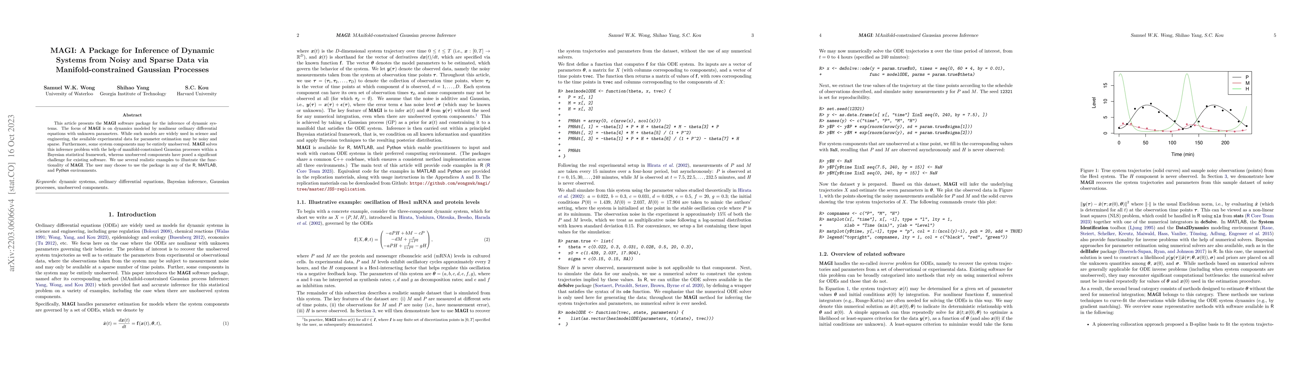 Thumbnail for MAGI: A Package for Inference of Dynamic Systems from Noisy and Sparse
  Data via Manifold-constrained Gaussian Processes