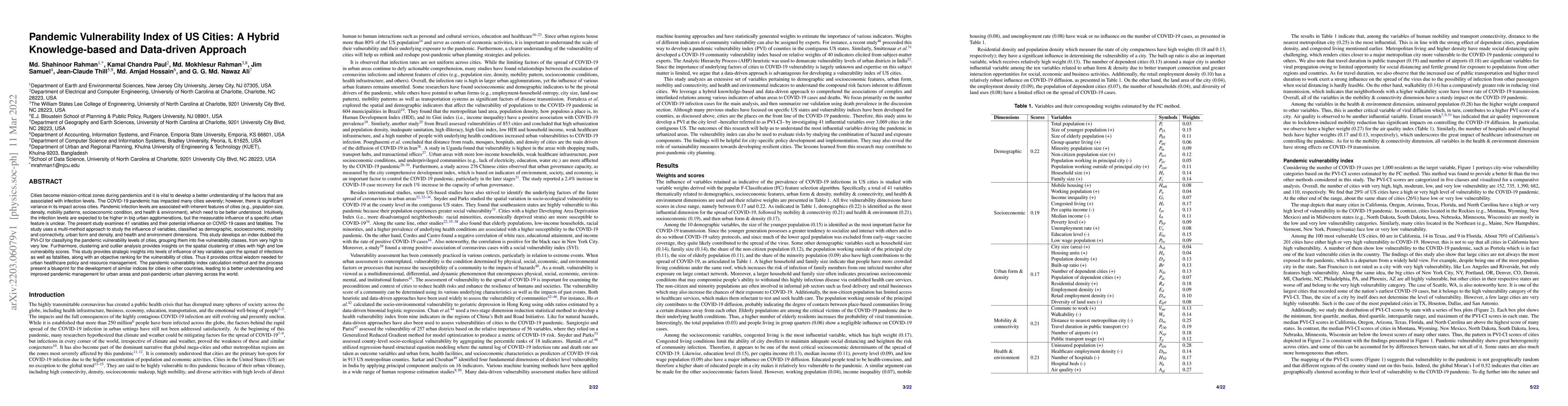 Thumbnail for Pandemic Vulnerability Index of US Cities: A Hybrid Knowledge-based and
  Data-driven Approach