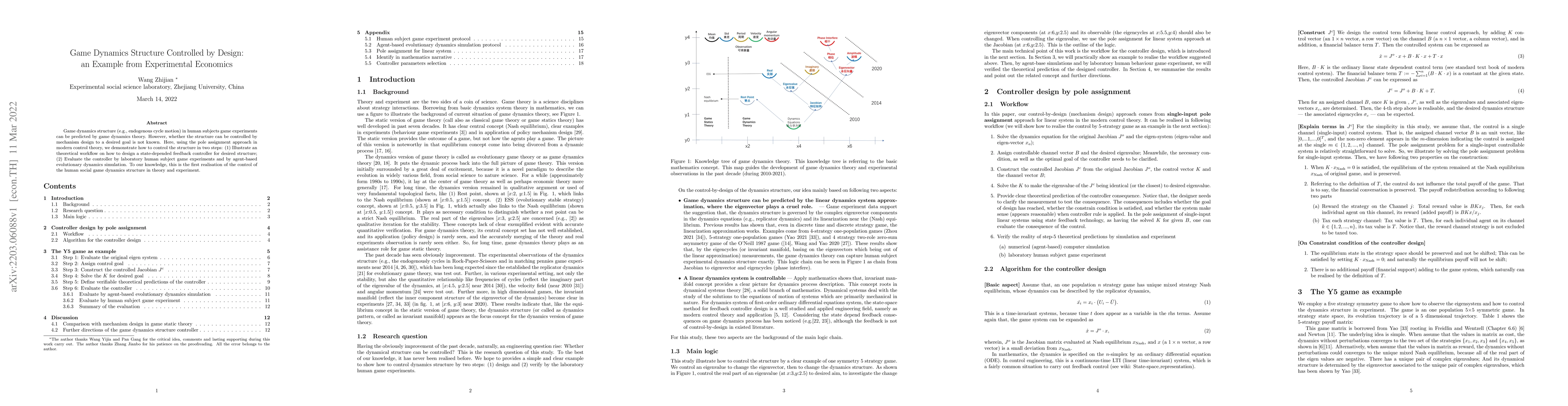 Thumbnail for Game Dynamics Structure Control by Design: an Example from Experimental
  Economics