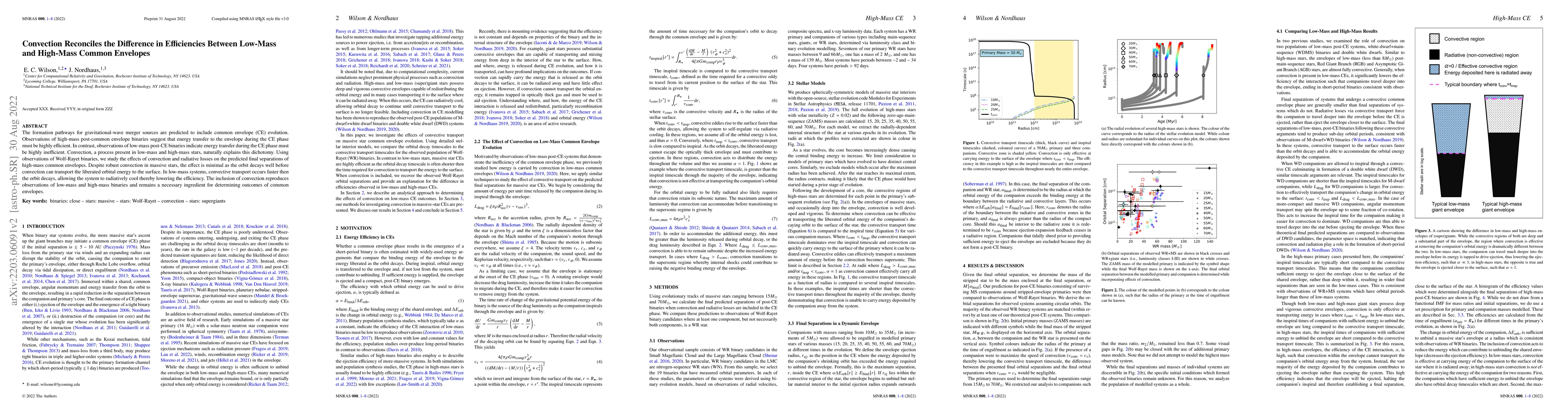 Thumbnail for Convection Reconciles the Difference in Efficiencies Between Low-Mass
  and High-Mass Common Envelopes