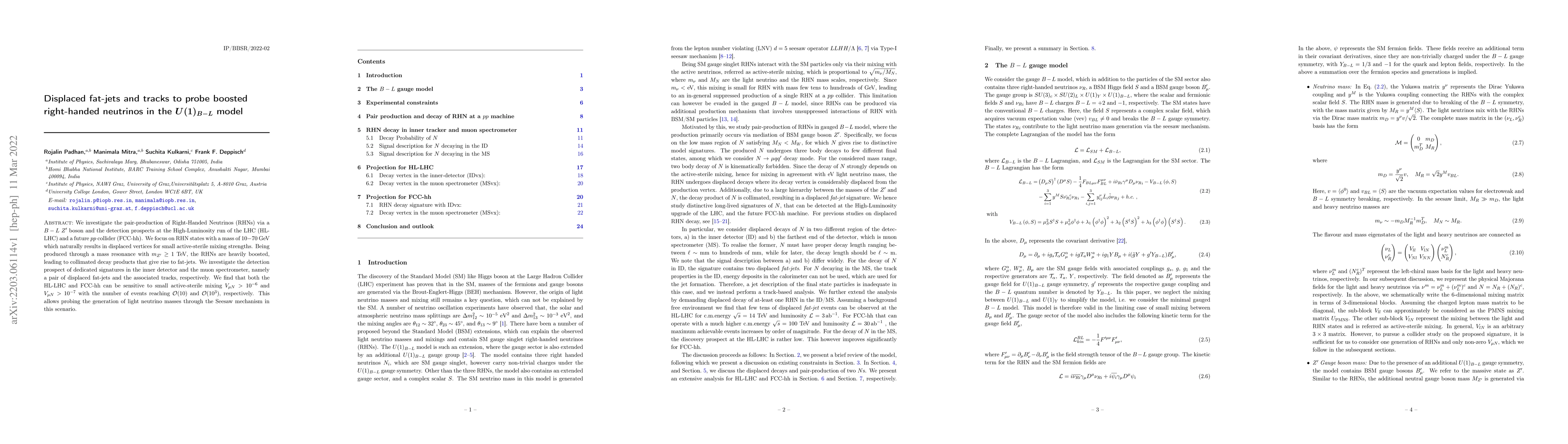 Thumbnail for Displaced fat-jets and tracks to probe boosted right-handed neutrinos in
  the $U(1)_{B-L}$ model