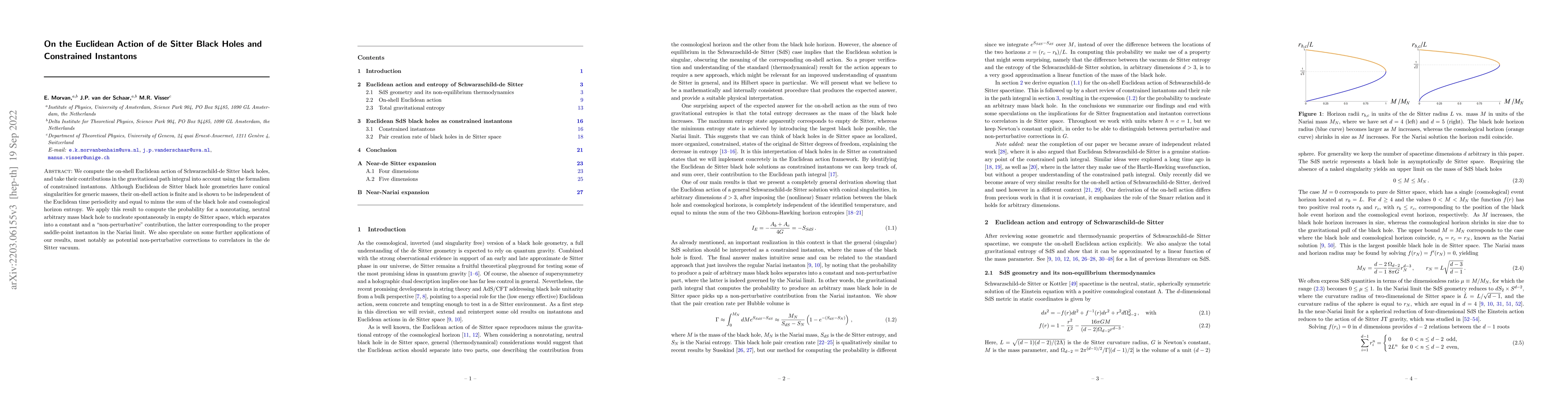 Thumbnail for On the Euclidean Action of de Sitter Black Holes and Constrained
  Instantons