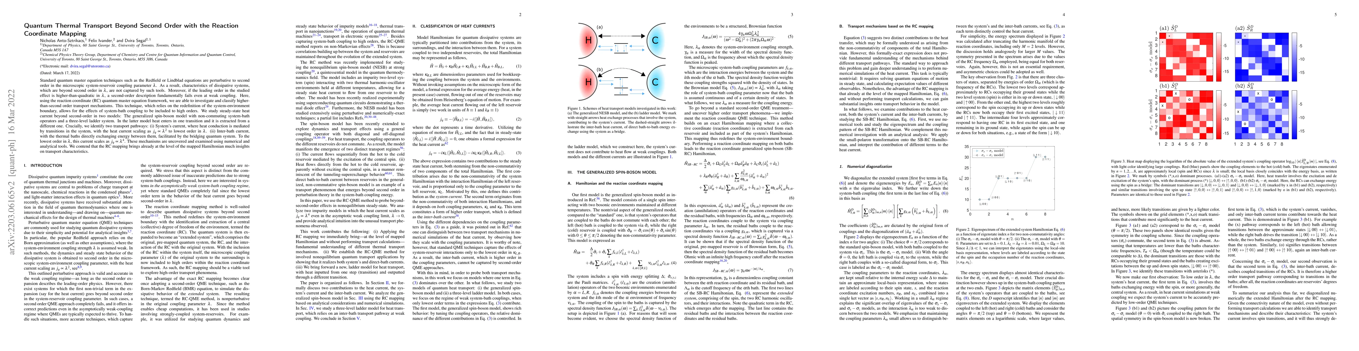 Thumbnail for Quantum Thermal Transport Beyond Second Order with the Reaction
  Coordinate Mapping