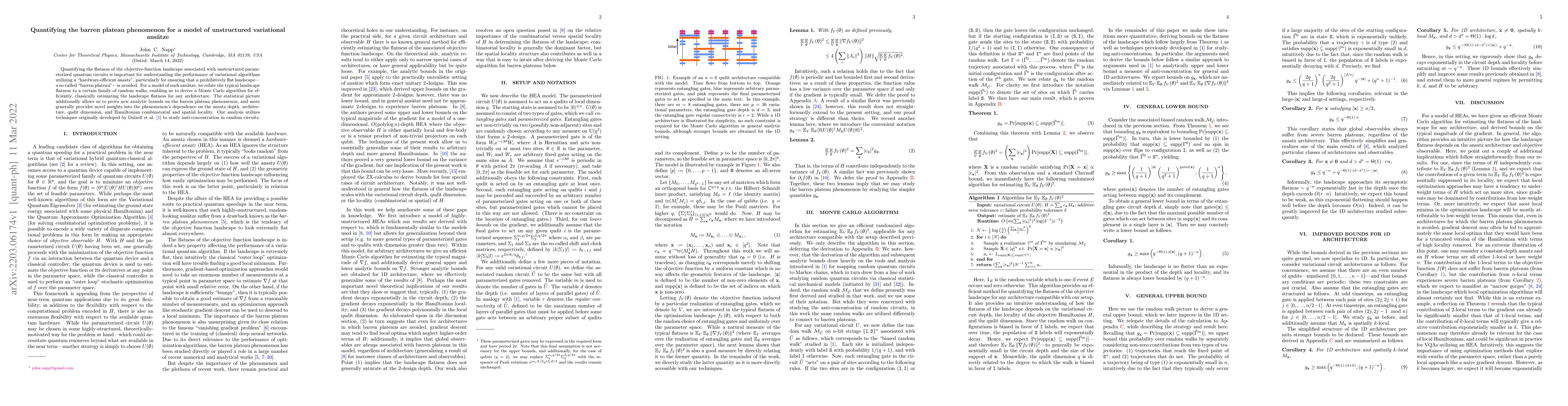 Thumbnail for Quantifying the barren plateau phenomenon for a model of unstructured
  variational ans\"{a}tze