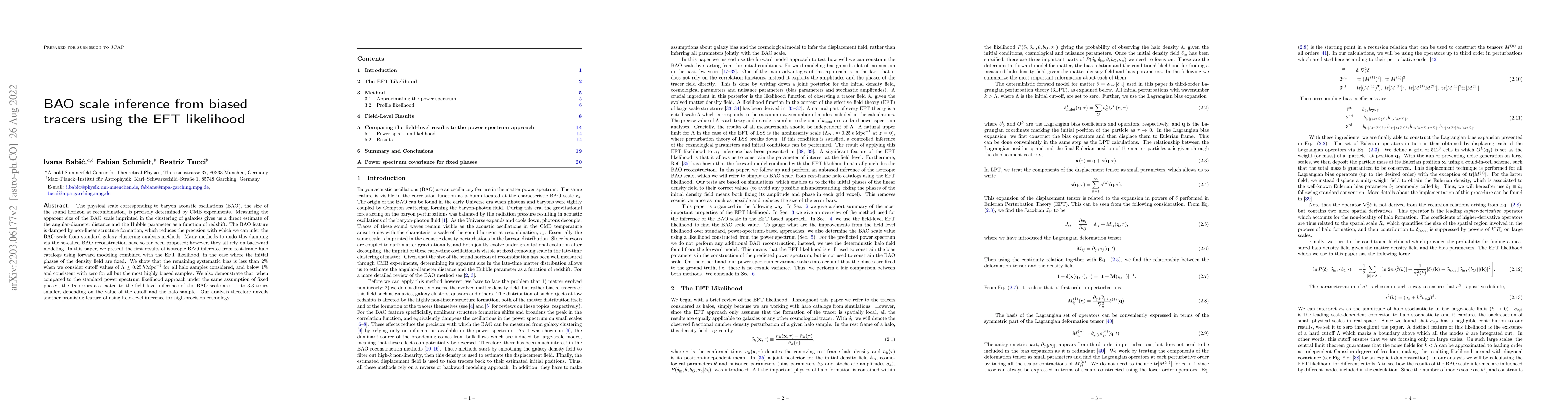 Thumbnail for BAO scale inference from biased tracers using the EFT likelihood